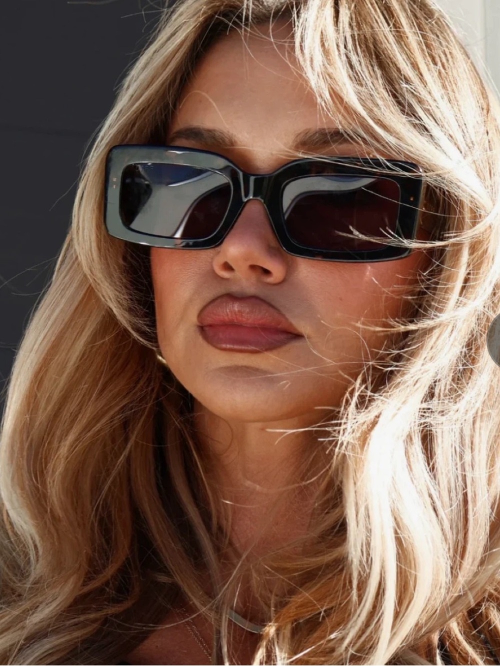 Sephora X Diff Black Rectangular Sunglasses